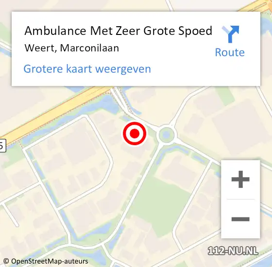 Locatie op kaart van de 112 melding: Ambulance Met Zeer Grote Spoed Naar Weert, Marconilaan op 11 september 2024 10:59