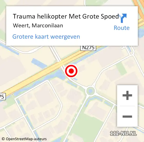 Locatie op kaart van de 112 melding: Trauma helikopter Met Grote Spoed Naar Weert, Marconilaan op 11 september 2024 11:00