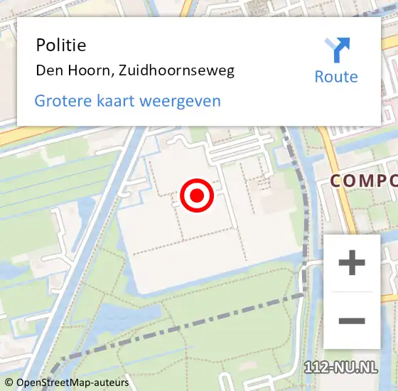 Locatie op kaart van de 112 melding: Politie Schipluiden, Zuidhoornseweg op 11 september 2024 11:00