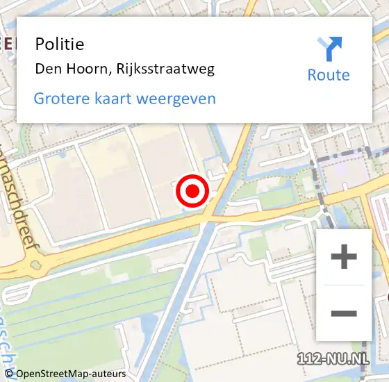 Locatie op kaart van de 112 melding: Politie Den Hoorn, Rijksstraatweg op 11 september 2024 11:01