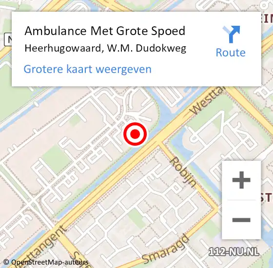 Locatie op kaart van de 112 melding: Ambulance Met Grote Spoed Naar Heerhugowaard, W.M. Dudokweg op 11 september 2024 11:02