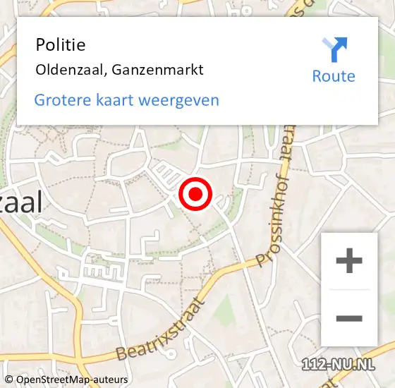 Locatie op kaart van de 112 melding: Politie Oldenzaal, Ganzenmarkt op 11 september 2024 11:02