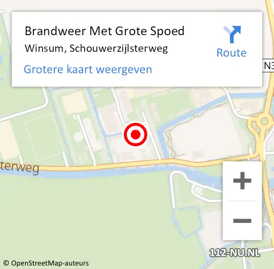 Locatie op kaart van de 112 melding: Brandweer Met Grote Spoed Naar Winsum, Schouwerzijlsterweg op 11 september 2024 11:04