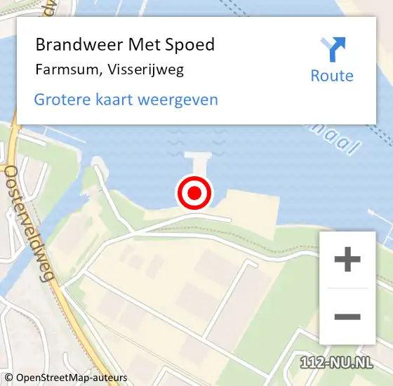 Locatie op kaart van de 112 melding: Brandweer Met Spoed Naar Farmsum, Visserijweg op 11 september 2024 11:10