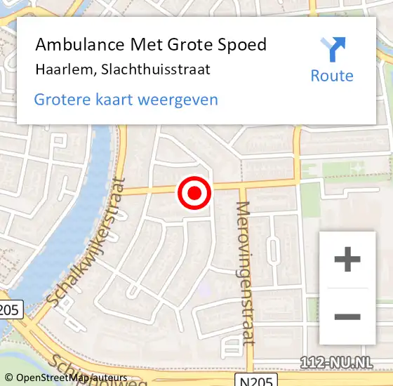 Locatie op kaart van de 112 melding: Ambulance Met Grote Spoed Naar Haarlem, Slachthuisstraat op 11 september 2024 11:49