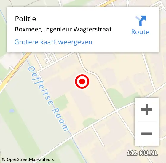 Locatie op kaart van de 112 melding: Politie Boxmeer, Ingenieur Wagterstraat op 11 september 2024 11:53