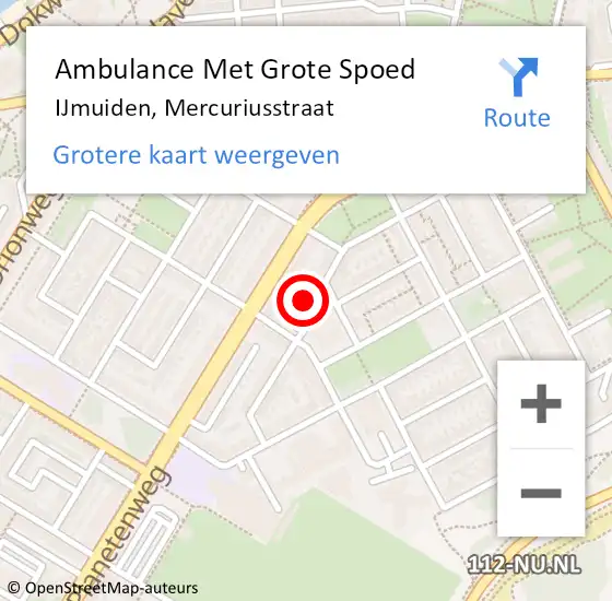 Locatie op kaart van de 112 melding: Ambulance Met Grote Spoed Naar IJmuiden, Mercuriusstraat op 11 september 2024 12:08