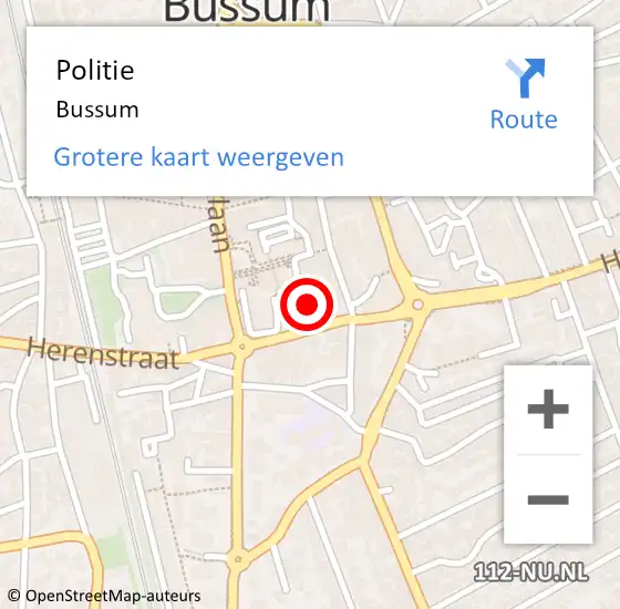 Locatie op kaart van de 112 melding: Politie Bussum op 11 september 2024 12:11