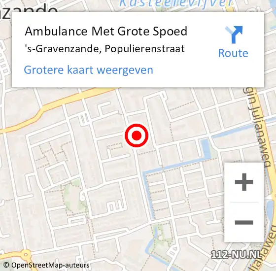 Locatie op kaart van de 112 melding: Ambulance Met Grote Spoed Naar 's-Gravenzande, Populierenstraat op 11 september 2024 12:16