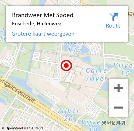 Locatie op kaart van de 112 melding: Brandweer Met Spoed Naar Enschede, Hallenweg op 11 september 2024 12:17