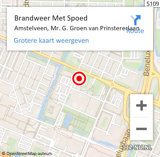 Locatie op kaart van de 112 melding: Brandweer Met Spoed Naar Amstelveen, Mr. G. Groen van Prinstererlaan op 11 september 2024 12:18