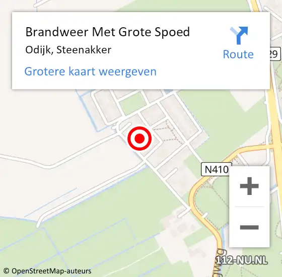 Locatie op kaart van de 112 melding: Brandweer Met Grote Spoed Naar Odijk, Steenakker op 11 september 2024 12:18