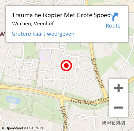 Locatie op kaart van de 112 melding: Trauma helikopter Met Grote Spoed Naar Wijchen, Veenhof op 11 september 2024 12:21