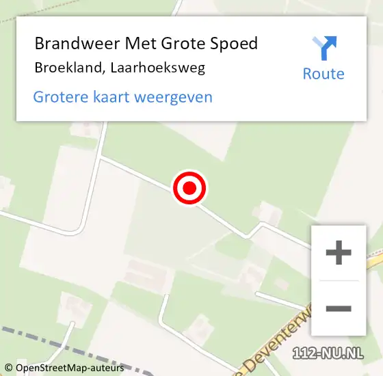 Locatie op kaart van de 112 melding: Brandweer Met Grote Spoed Naar Broekland, Laarhoeksweg op 11 september 2024 12:36