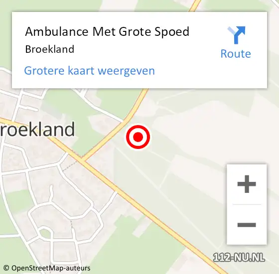 Locatie op kaart van de 112 melding: Ambulance Met Grote Spoed Naar Broekland op 11 september 2024 12:37