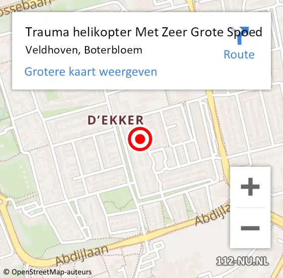 Locatie op kaart van de 112 melding: Trauma helikopter Met Zeer Grote Spoed Naar Veldhoven, Boterbloem op 11 september 2024 12:48