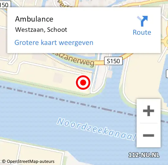 Locatie op kaart van de 112 melding: Ambulance Westzaan, Schoot op 11 september 2024 13:00