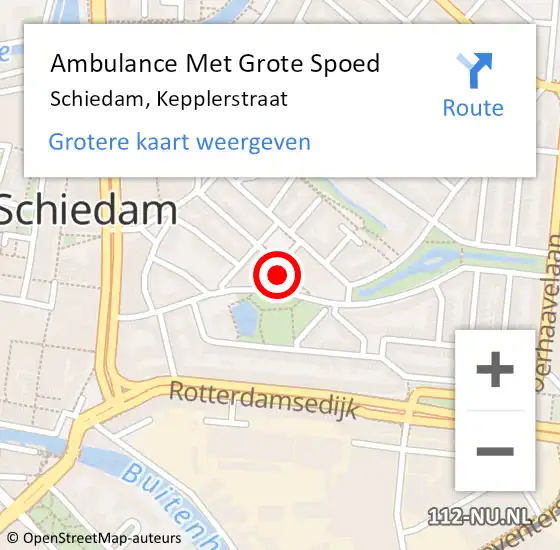 Locatie op kaart van de 112 melding: Ambulance Met Grote Spoed Naar Schiedam, Kepplerstraat op 11 september 2024 13:05