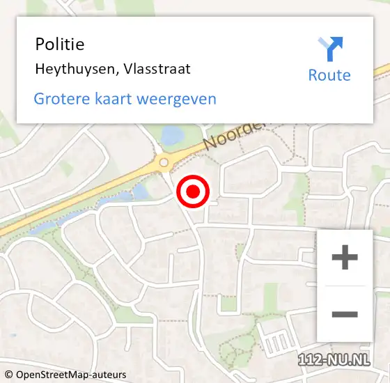 Locatie op kaart van de 112 melding: Politie Heythuysen, Vlasstraat op 11 september 2024 13:08