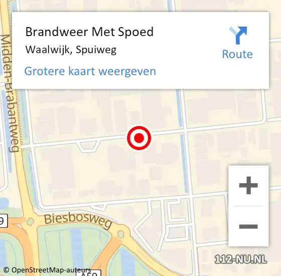 Locatie op kaart van de 112 melding: Brandweer Met Spoed Naar Waalwijk, Spuiweg op 11 september 2024 13:08