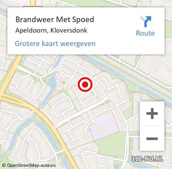 Locatie op kaart van de 112 melding: Brandweer Met Spoed Naar Apeldoorn, Kloversdonk op 11 september 2024 13:09