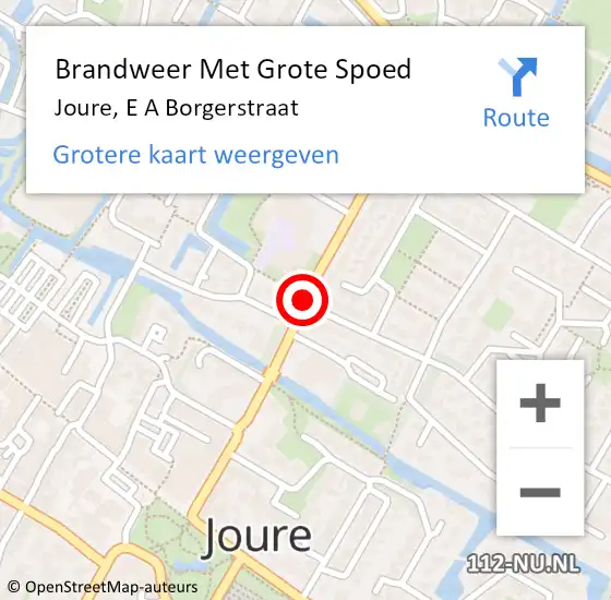 Locatie op kaart van de 112 melding: Brandweer Met Grote Spoed Naar Joure, E A Borgerstraat op 19 oktober 2014 18:57