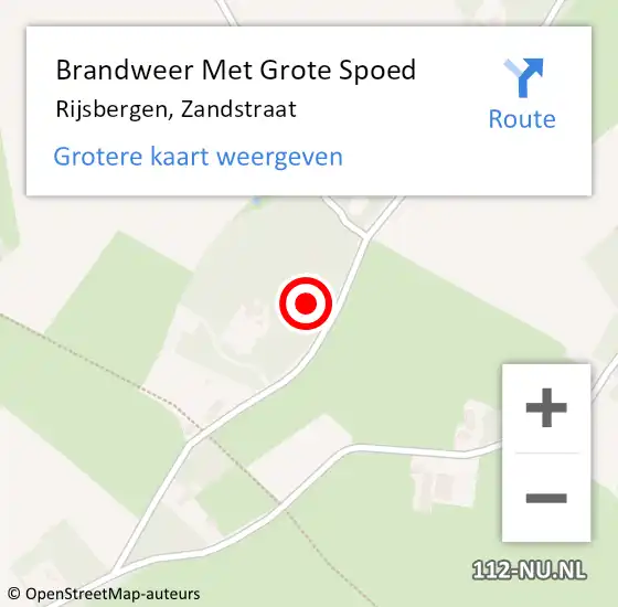 Locatie op kaart van de 112 melding: Brandweer Met Grote Spoed Naar Rijsbergen, Zandstraat op 11 september 2024 13:25