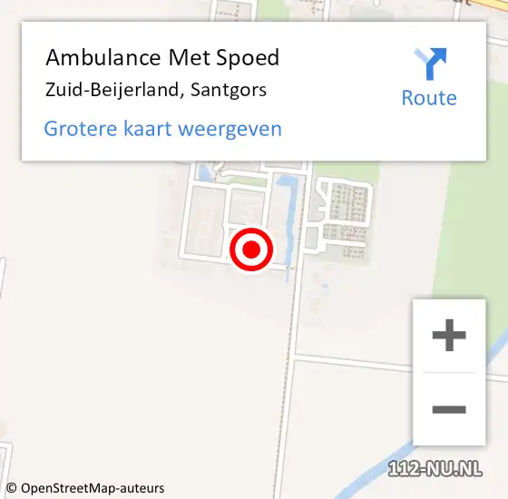 Locatie op kaart van de 112 melding: Ambulance Met Spoed Naar Zuid-Beijerland, Santgors op 11 september 2024 13:26