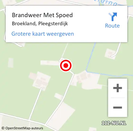 Locatie op kaart van de 112 melding: Brandweer Met Spoed Naar Broekland, Pleegsterdijk op 11 september 2024 13:35