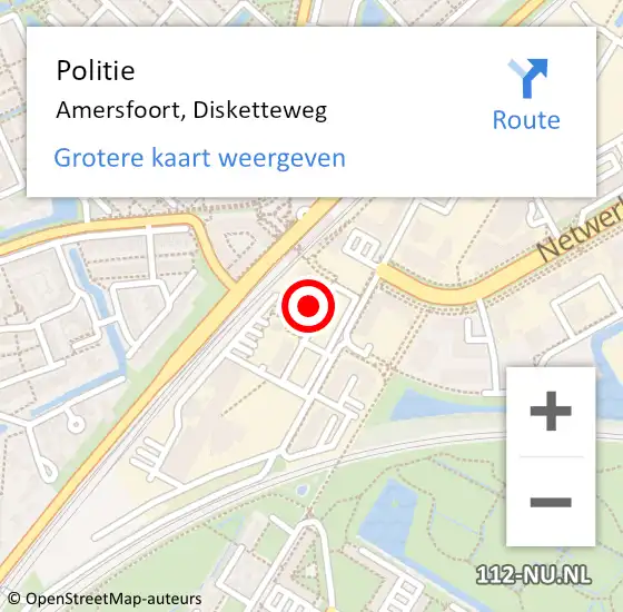 Locatie op kaart van de 112 melding: Politie Amersfoort, Disketteweg op 11 september 2024 13:40