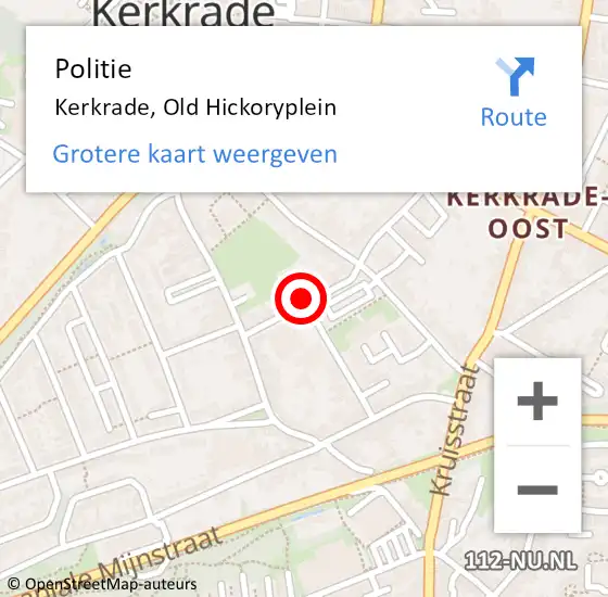 Locatie op kaart van de 112 melding: Politie Kerkrade, Old Hickoryplein op 11 september 2024 14:03