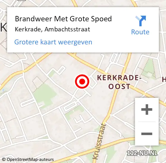 Locatie op kaart van de 112 melding: Brandweer Met Grote Spoed Naar Kerkrade, Ambachtsstraat op 11 september 2024 14:04