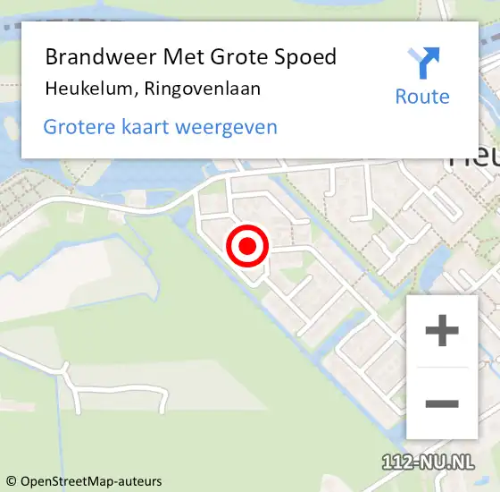 Locatie op kaart van de 112 melding: Brandweer Met Grote Spoed Naar Heukelum, Ringovenlaan op 11 september 2024 14:04