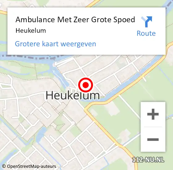 Locatie op kaart van de 112 melding: Ambulance Met Zeer Grote Spoed Naar Heukelum op 11 september 2024 14:04