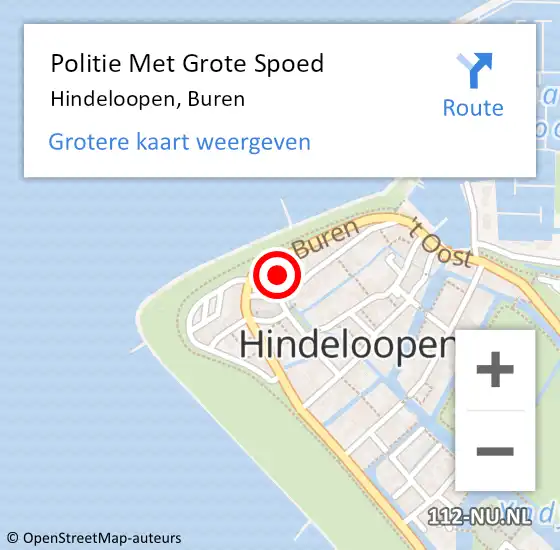 Locatie op kaart van de 112 melding: Politie Met Grote Spoed Naar Hindeloopen, Buren op 11 september 2024 14:16