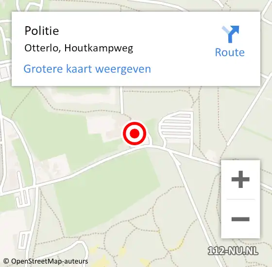 Locatie op kaart van de 112 melding: Politie Otterlo, Houtkampweg op 11 september 2024 14:24