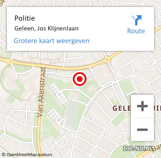 Locatie op kaart van de 112 melding: Politie Geleen, Jos Klijnenlaan op 11 september 2024 14:32