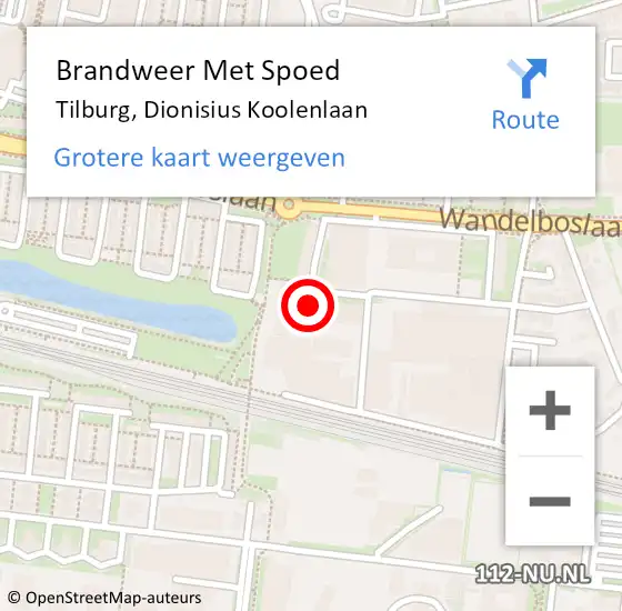 Locatie op kaart van de 112 melding: Brandweer Met Spoed Naar Tilburg, Dionisius Koolenlaan op 11 september 2024 14:36