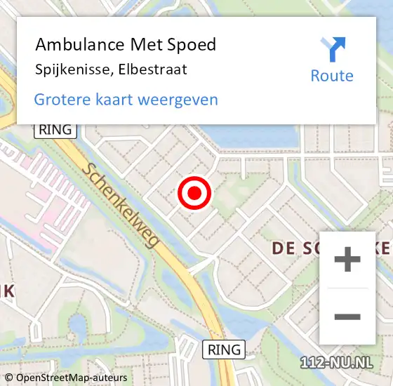 Locatie op kaart van de 112 melding: Ambulance Met Spoed Naar Spijkenisse, Elbestraat op 11 september 2024 14:41