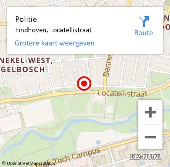 Locatie op kaart van de 112 melding: Politie Eindhoven, Locatellistraat op 11 september 2024 14:48