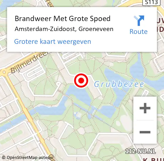 Locatie op kaart van de 112 melding: Brandweer Met Grote Spoed Naar Amsterdam, Groeneveen op 11 september 2024 15:03