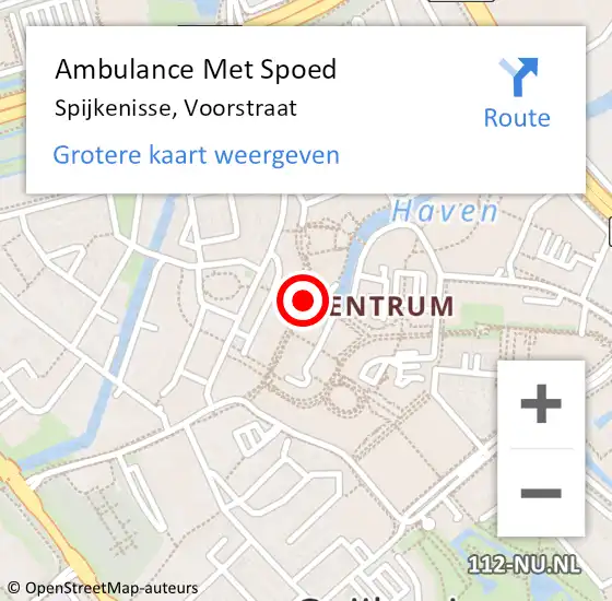 Locatie op kaart van de 112 melding: Ambulance Met Spoed Naar Spijkenisse, Voorstraat op 11 september 2024 15:07