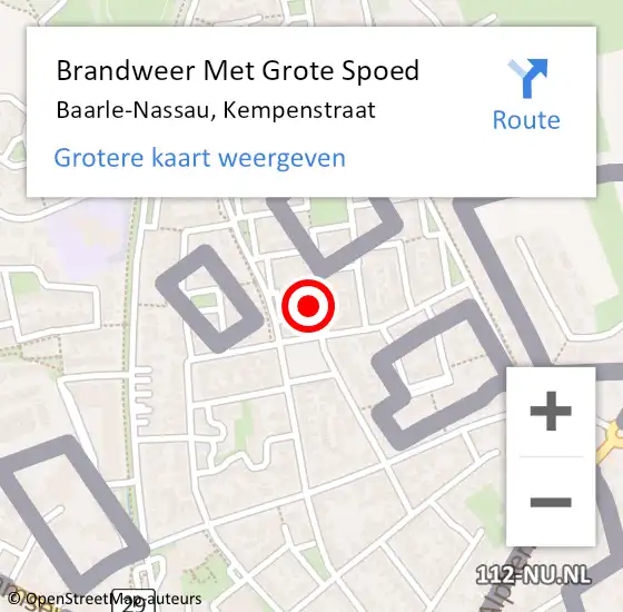 Locatie op kaart van de 112 melding: Brandweer Met Grote Spoed Naar Baarle-Nassau, Kempenstraat op 11 september 2024 15:17