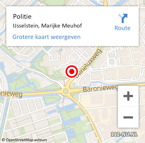 Locatie op kaart van de 112 melding: Politie IJsselstein, Marijke Meuhof op 11 september 2024 15:19