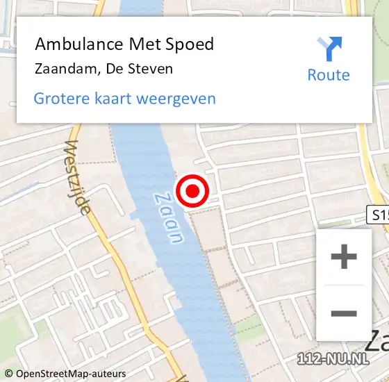 Locatie op kaart van de 112 melding: Ambulance Met Spoed Naar Zaandam, De Steven op 11 september 2024 15:30