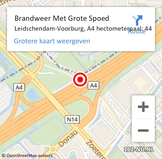 Locatie op kaart van de 112 melding: Brandweer Met Grote Spoed Naar Leidschendam-Voorburg, A4 hectometerpaal: 44 op 11 september 2024 15:31