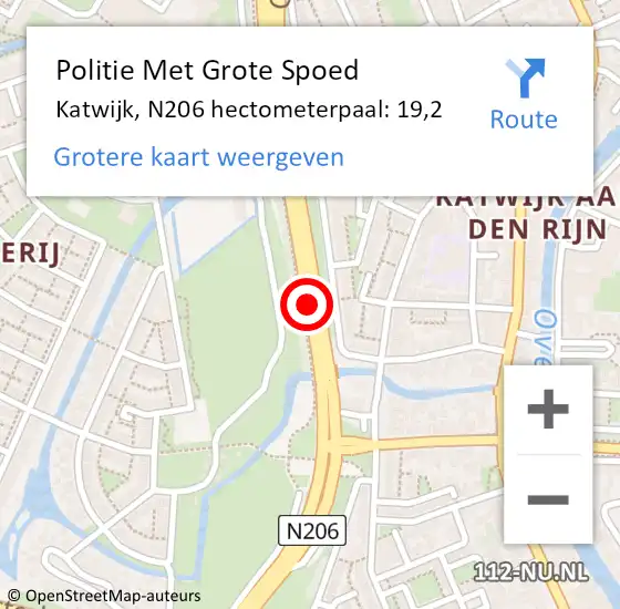 Locatie op kaart van de 112 melding: Politie Met Grote Spoed Naar Katwijk, N206 hectometerpaal: 19,2 op 11 september 2024 15:42