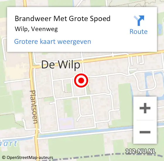 Locatie op kaart van de 112 melding: Brandweer Met Grote Spoed Naar Wilp, Veenweg op 11 september 2024 15:52