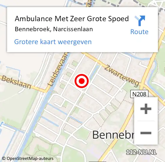 Locatie op kaart van de 112 melding: Ambulance Met Zeer Grote Spoed Naar Bennebroek, Narcissenlaan op 11 september 2024 16:02