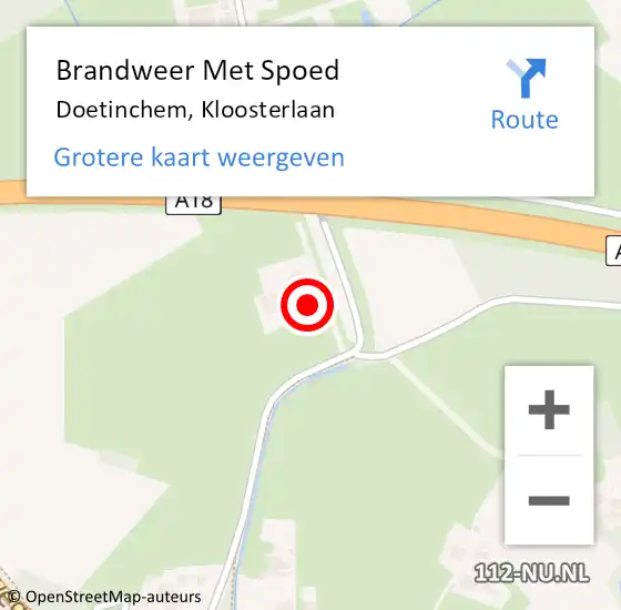 Locatie op kaart van de 112 melding: Brandweer Met Spoed Naar Doetinchem, Kloosterlaan op 11 september 2024 16:19